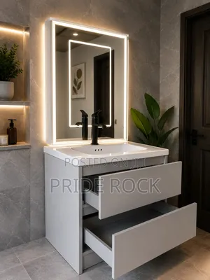 Cabinet Basin With Two Drawers and Led Mirror