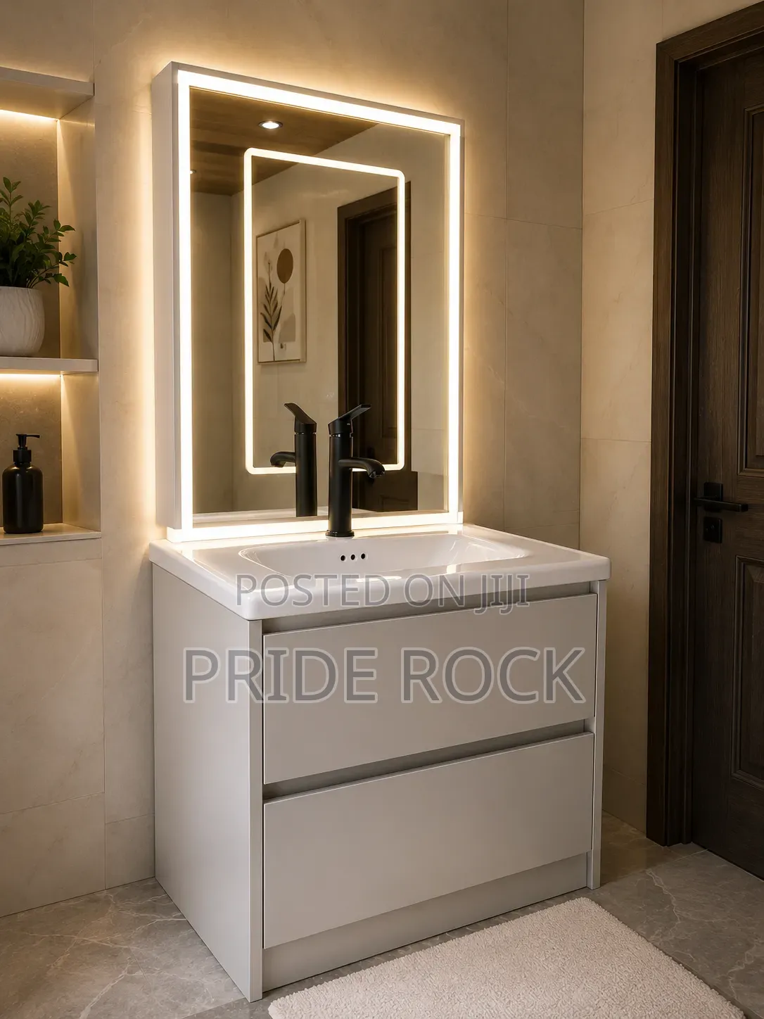 Cabinet Basin With Two Drawers and Led Mirror