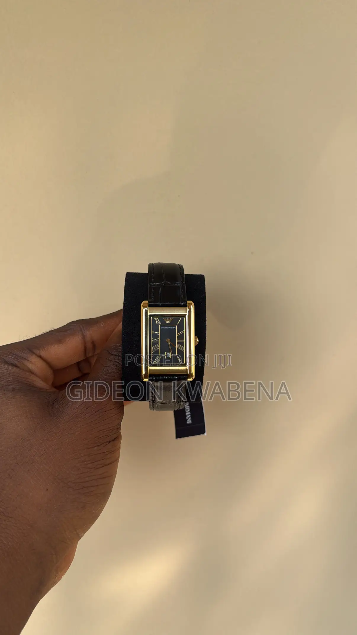Armani Leather Tank Watch
