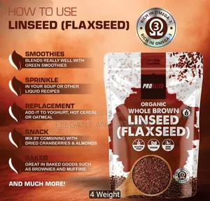 Whole Brown Linseed Flaxseed, High in Fibre and Rice in Omega 3