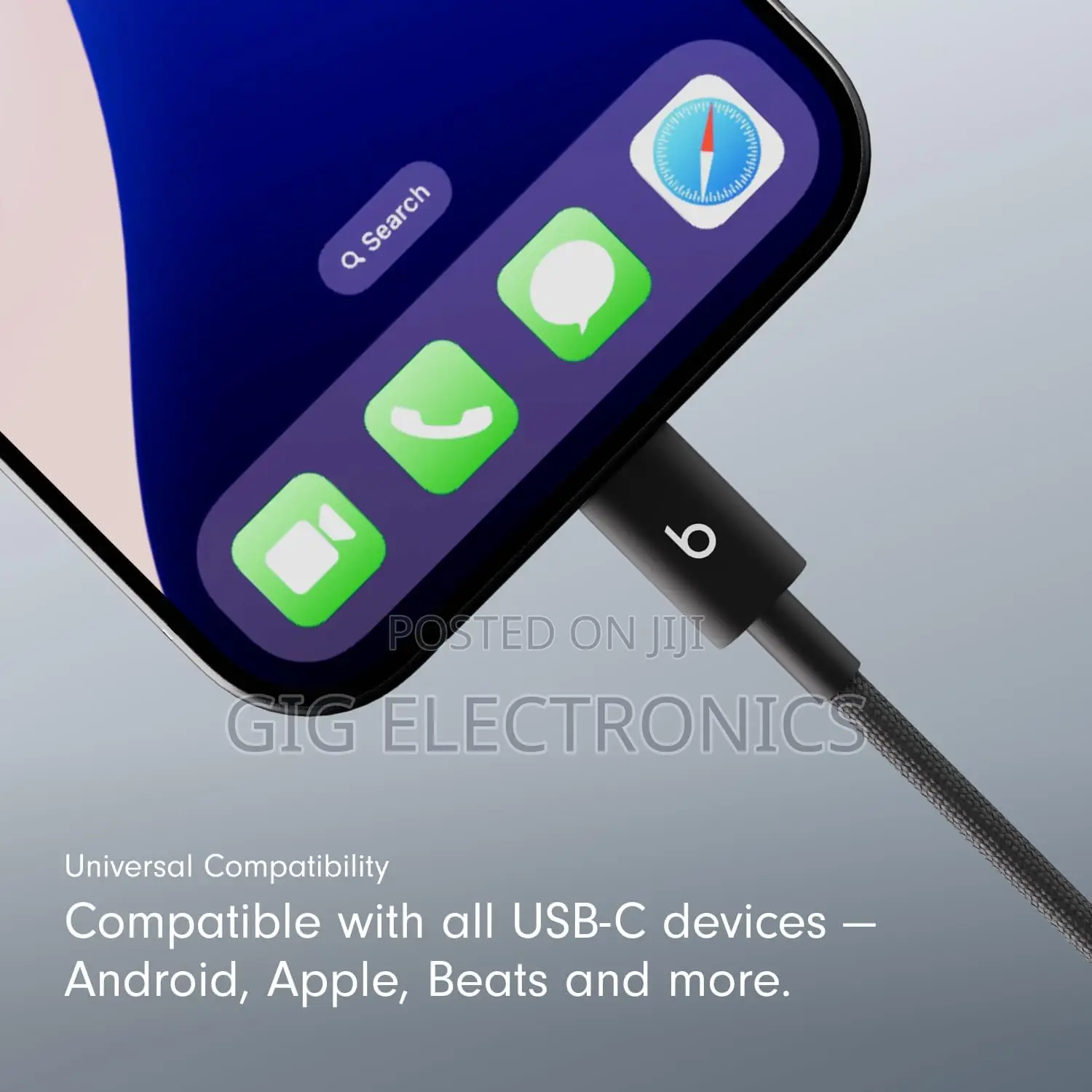 Beats USB-A to USB-C Woven Fast Charging Cable 5ft - Bolt Black