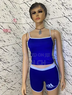 Pretty Floral Royal Blue 2 Pieces Active Wear Set Top and Pant