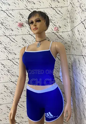 Pretty Floral Royal Blue 2 Pieces Active Wear Set Top and Pant