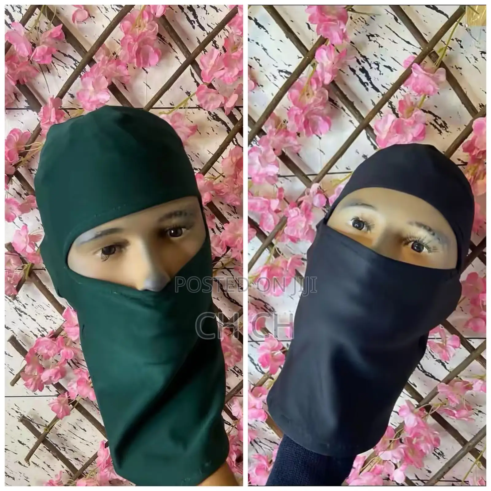 2 Pieces of Stretchy Balaclava Ski Mask (Green and Black)