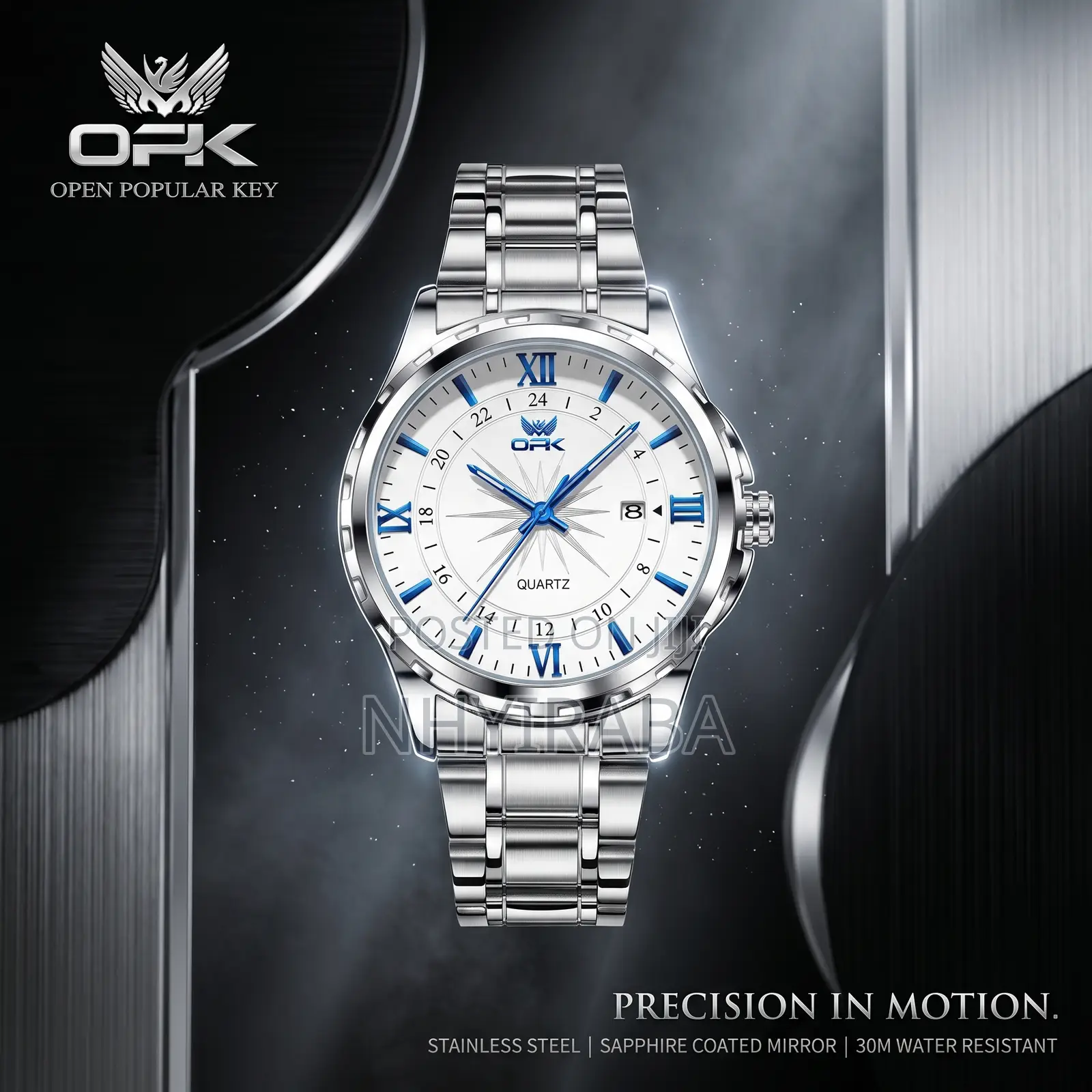OPK Men's Wristwatch – Silver Luminous Quartz Watch