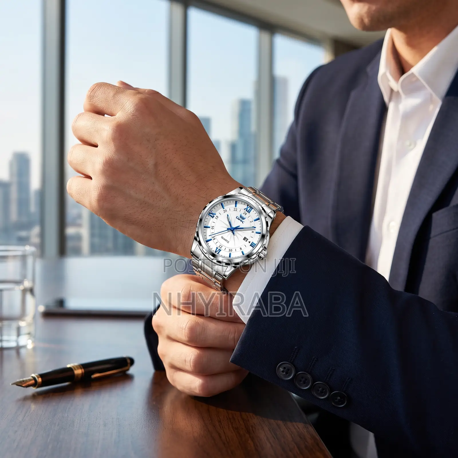 OPK Men's Wristwatch – Silver Luminous Quartz Watch
