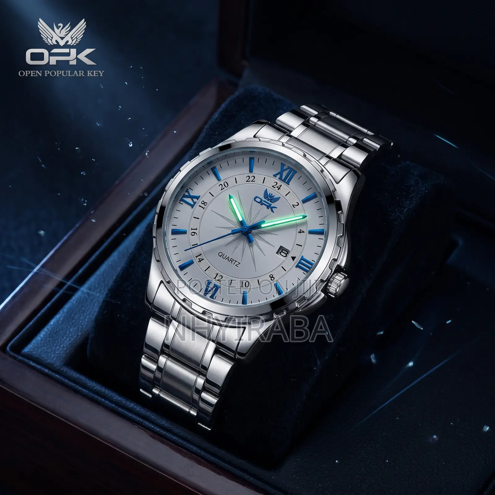 OPK Men's Wristwatch – Silver Luminous Quartz Watch