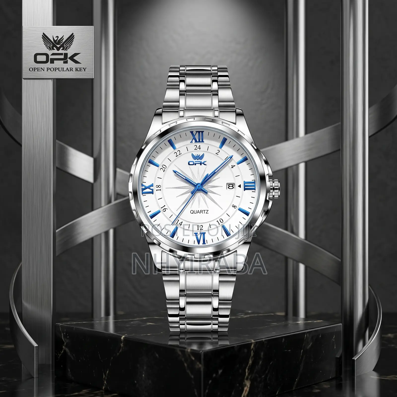 OPK Men's Wristwatch – Silver Luminous Quartz Watch