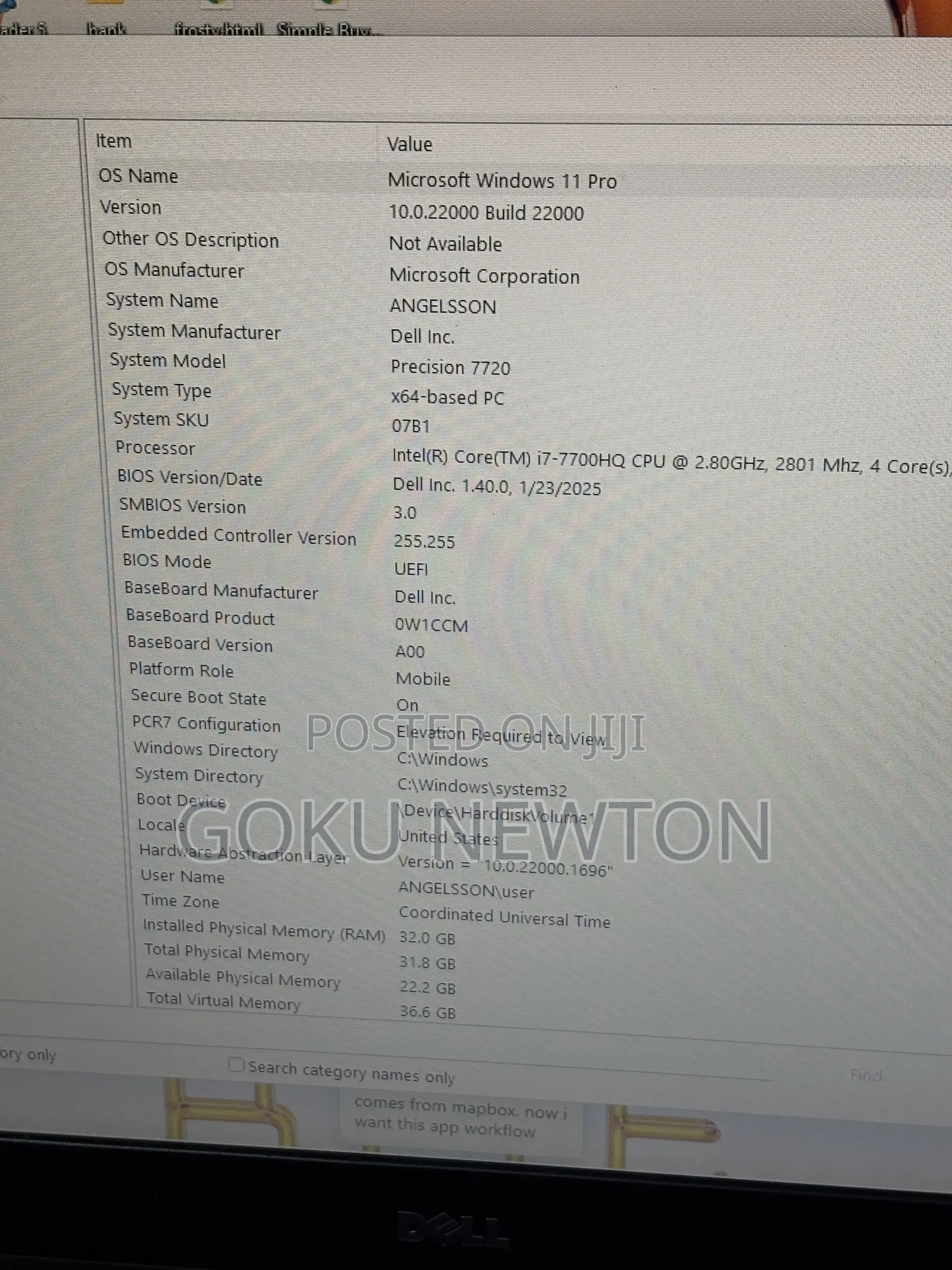 Laptop Dell Precision 7720 32GB Intel Core i7 SSD 500GB