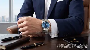 Men’s Quartz Stainless Steel Luminous Watch– Silver/Blue Dual Calendar
