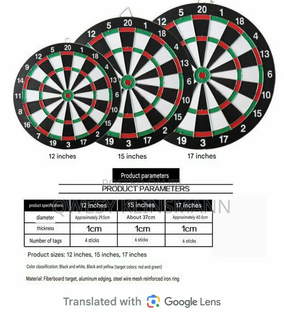Double-Sided Dartboard, 17-Inch Large Dartboard