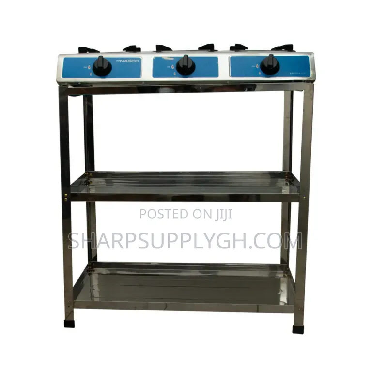 Nasco 3 Burner Gas Stove With Shelves