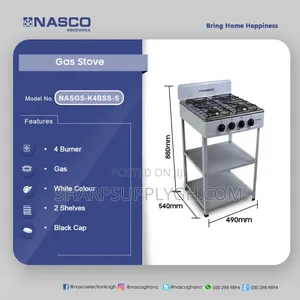 Nasco 4 Burner Gas Stove With Shelves