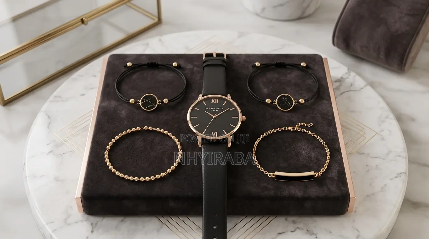 Trendy Minimalist Women’s Watch Set– 5-Piece Watch and Bracelet
