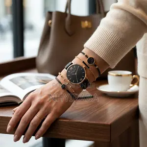 Trendy Minimalist Women’s Watch Set– 5-Piece Watch and Bracelet