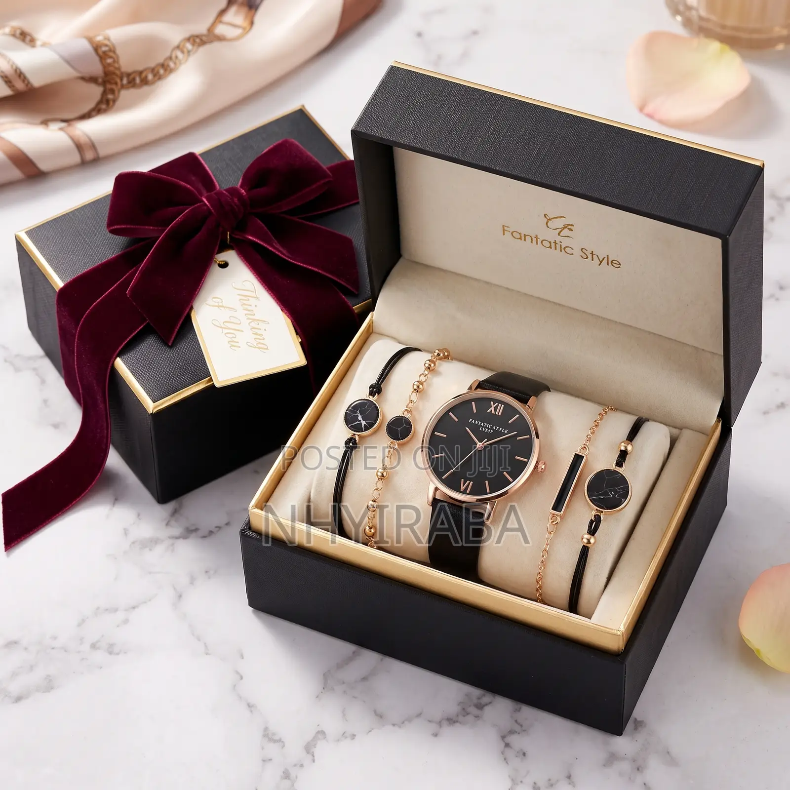 Trendy Minimalist Women’s Watch Set– 5-Piece Watch and Bracelet