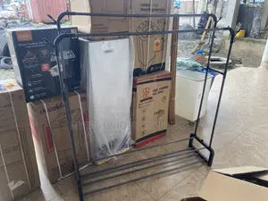 Double Hanging Garment Rack With 2 Shelves