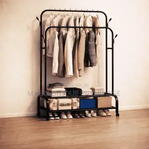 Cloth Rack With Shoe Storage and Hooks