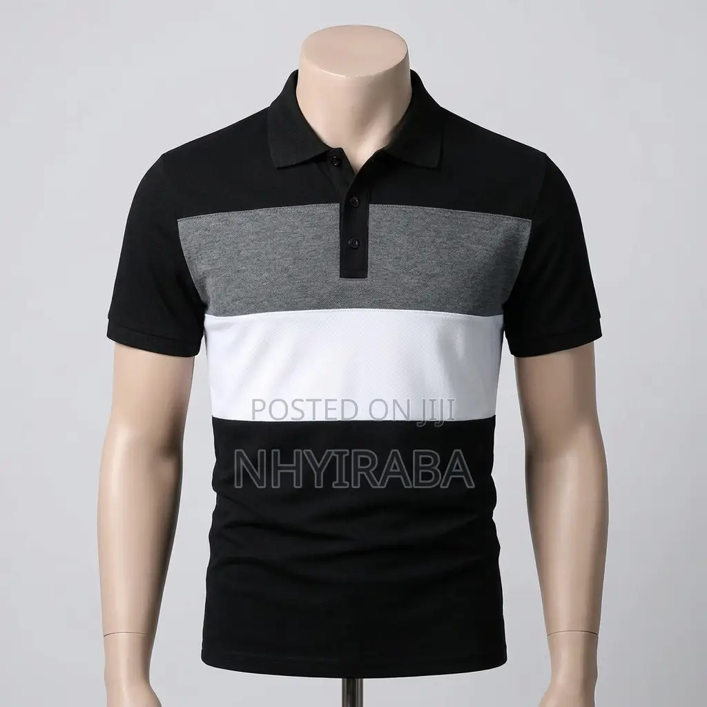 Men’s Three-Tone Business Polo T-Shirt – Cotton Smart Casual Wear