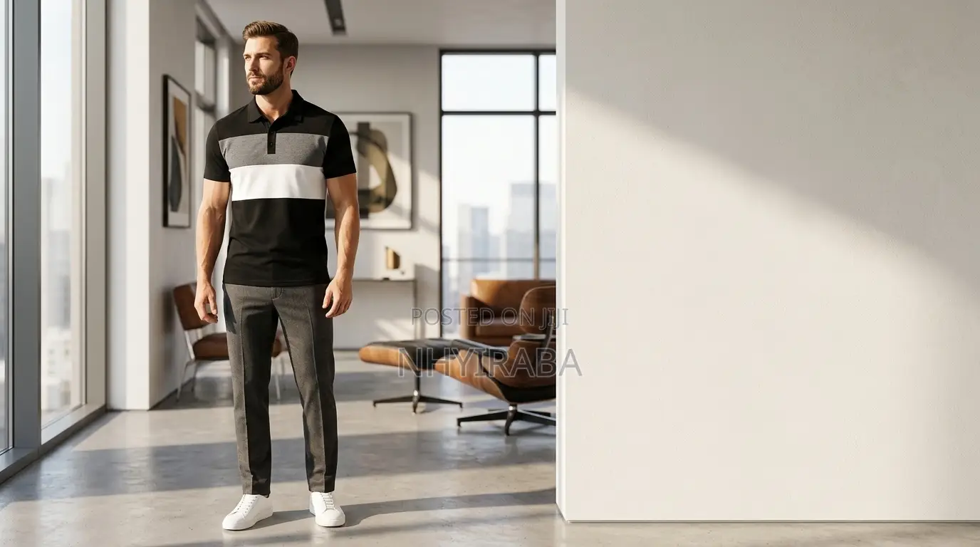 Men’s Three-Tone Business Polo T-Shirt – Cotton Smart Casual Wear