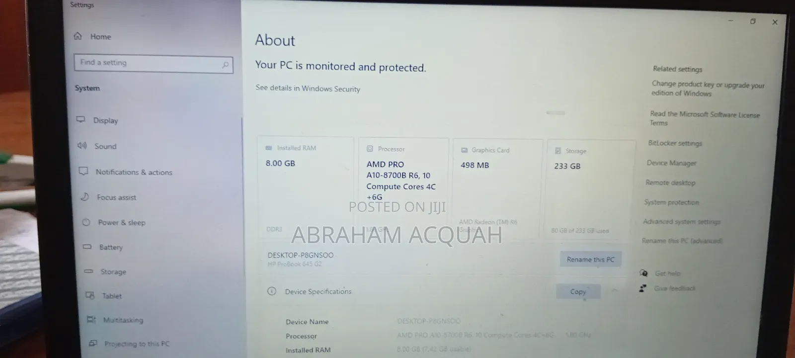 Laptop HP ProBook 645 G3 8GB AMD A10 SSD 256GB