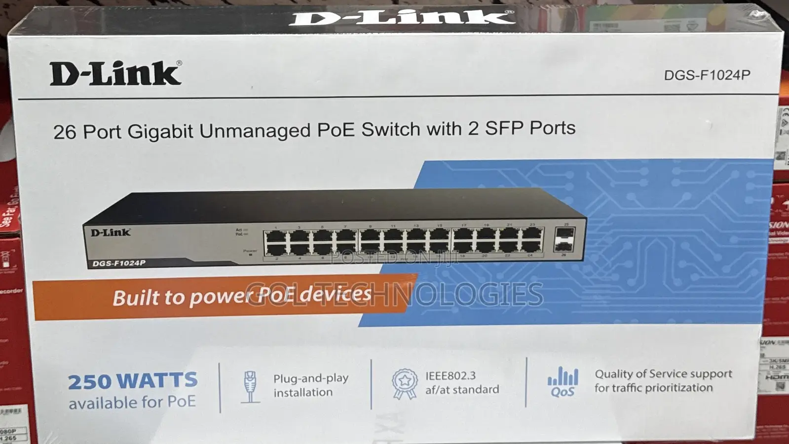 D-Link 26 Port Gigabit Unmanaged Poe Switch With 2sft Ports DGS-F1024p