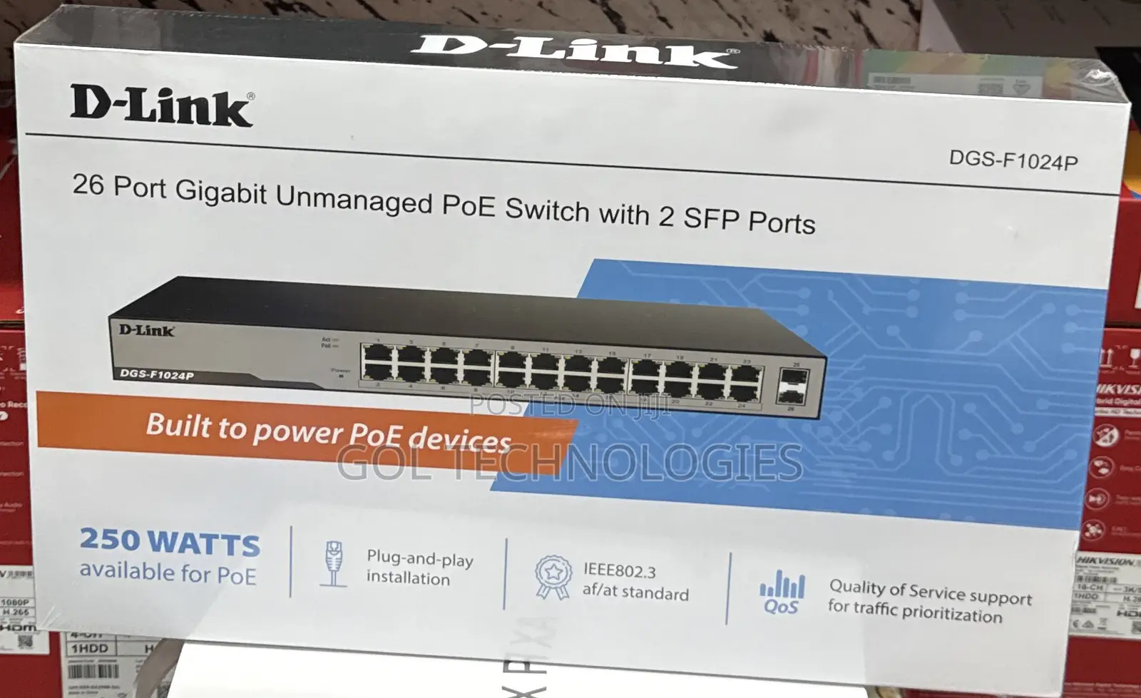 D-Link 26 Port Gigabit Unmanaged Poe Switch With 2sft Ports DGS-F1024p