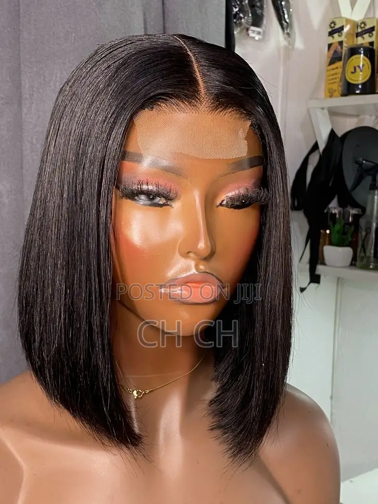 100% Black Human Hair Bob Wig With a 4by4 Closure
