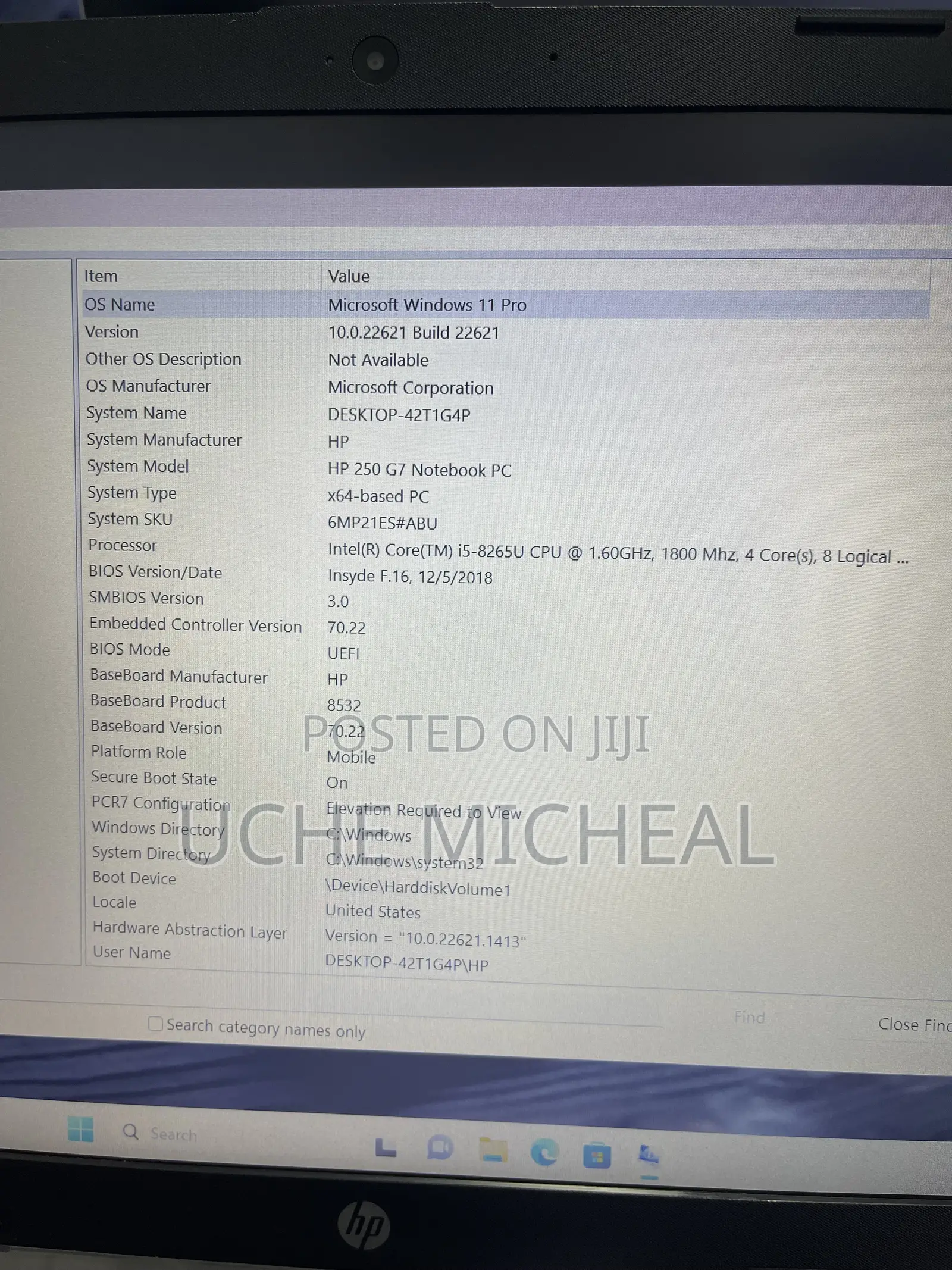 Laptop HP 250 G7 8GB Intel Core i5 SSD 256GB