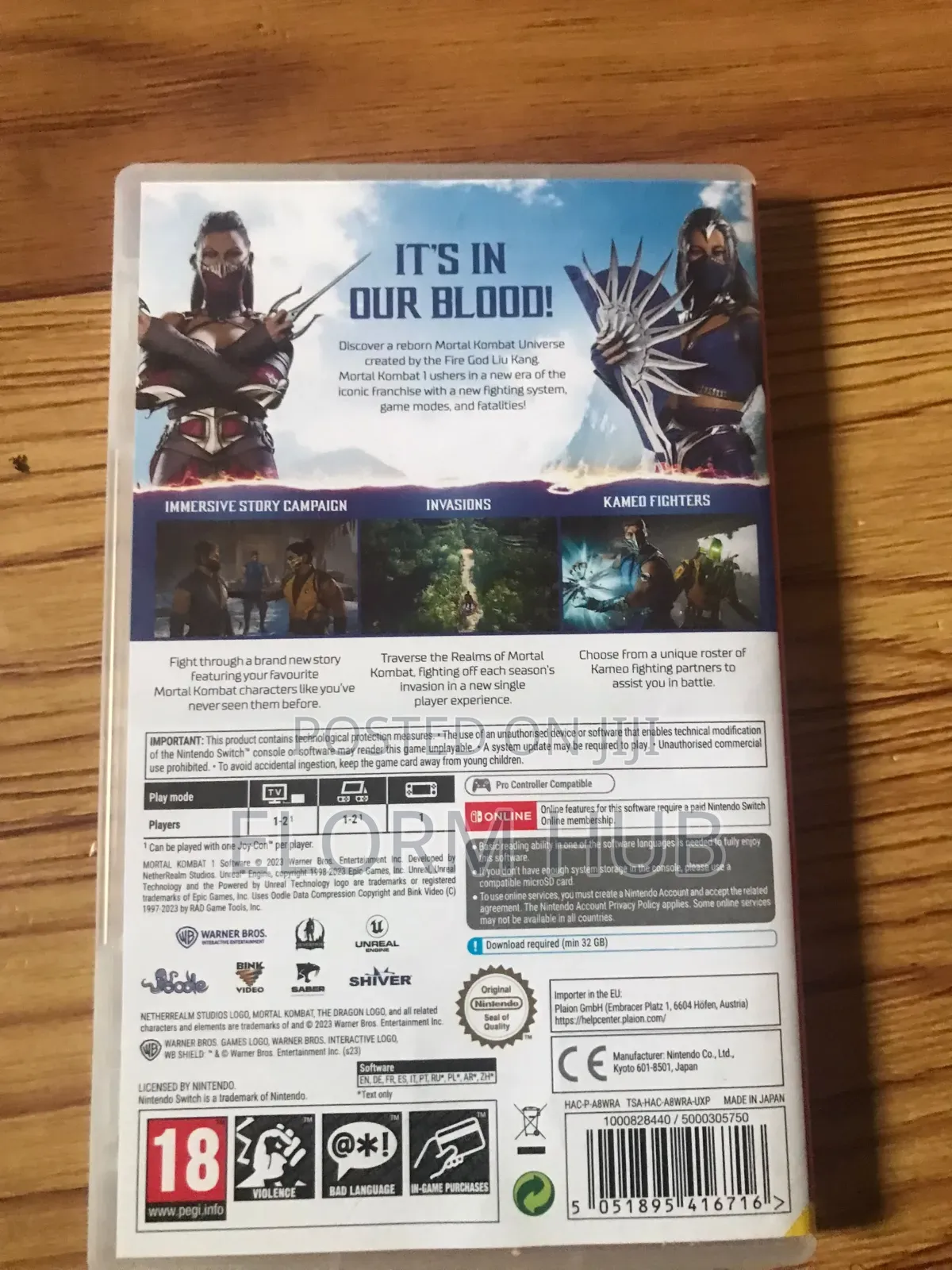 Nintendo Switch Mortal Kombat 1 Cartridge