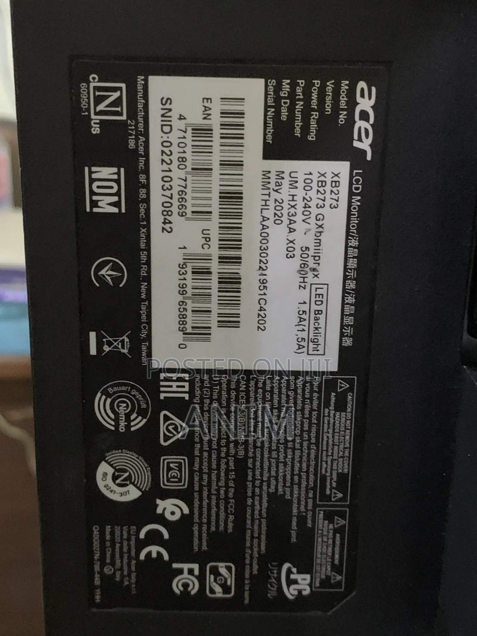 Acer Predator 27inch Xb273gx Uhd 3840x2160 Refresh Rates 240hz