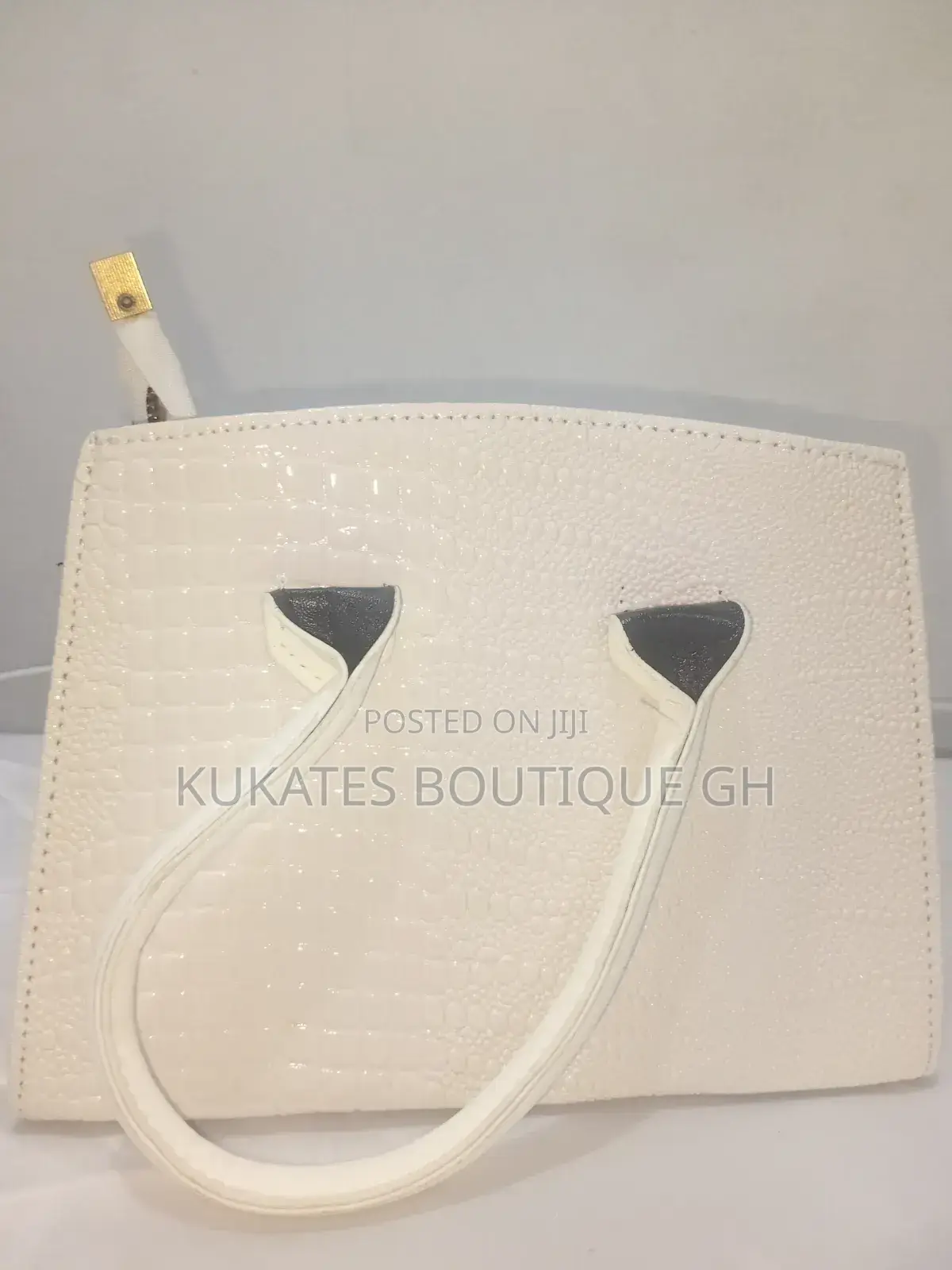 Crocodile Embossed White Bag
