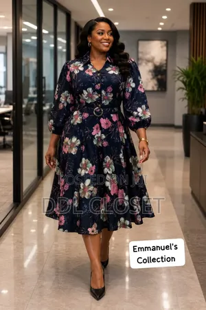 Royal Floral Belted Dress