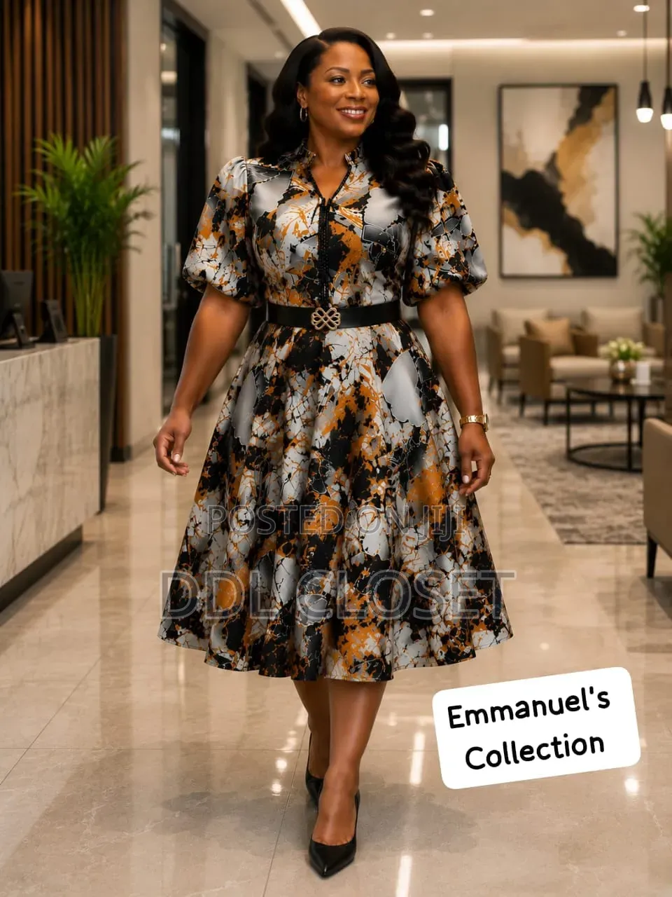 Royal Floral Belted Dress