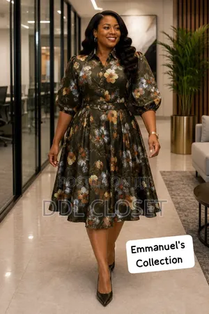 Royal Floral Belted Dress