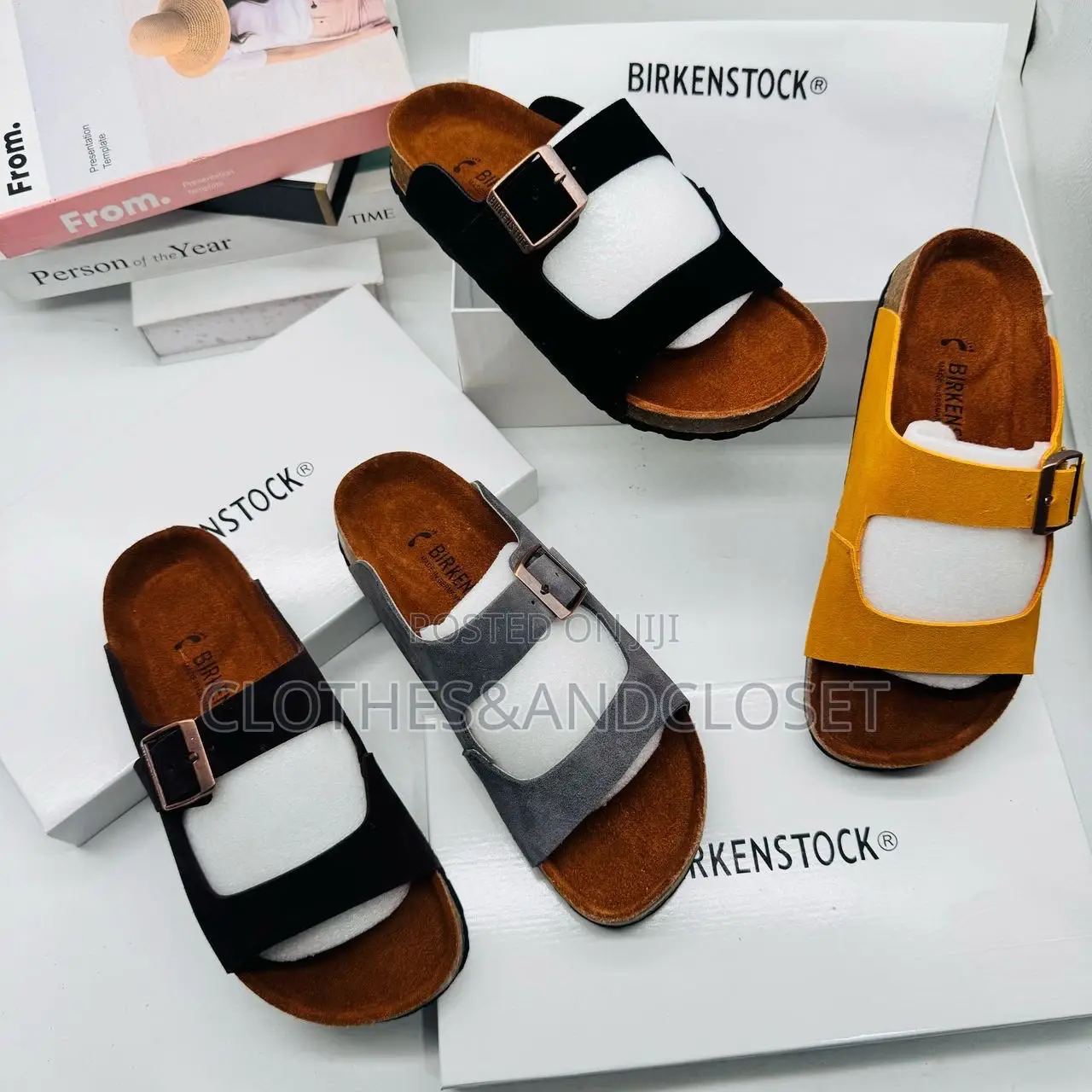 Birkenstock Arizona Slides a Black Suede Upper .