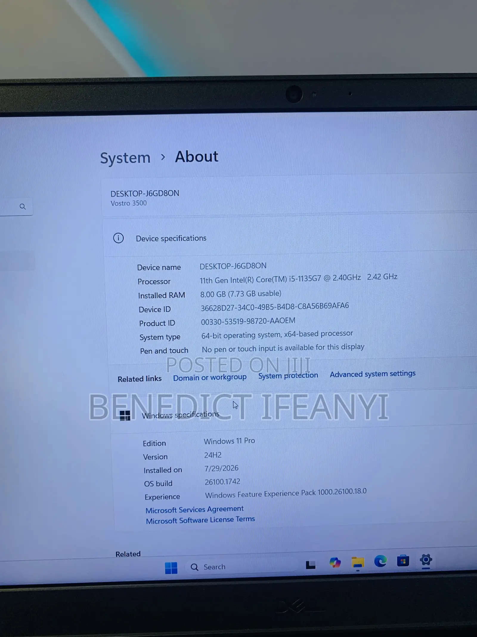 Laptop Dell Vostro 15 3000 8GB Intel Core i5 SSD 512GB