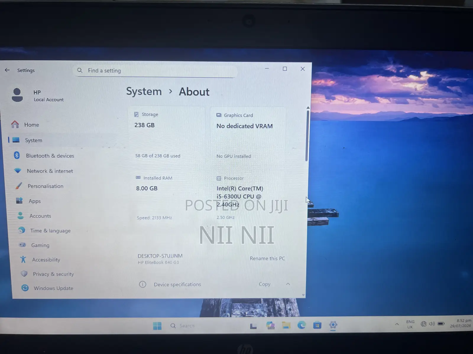 Laptop HP EliteBook 840 G3 8GB Intel Core i5 SSD 256GB