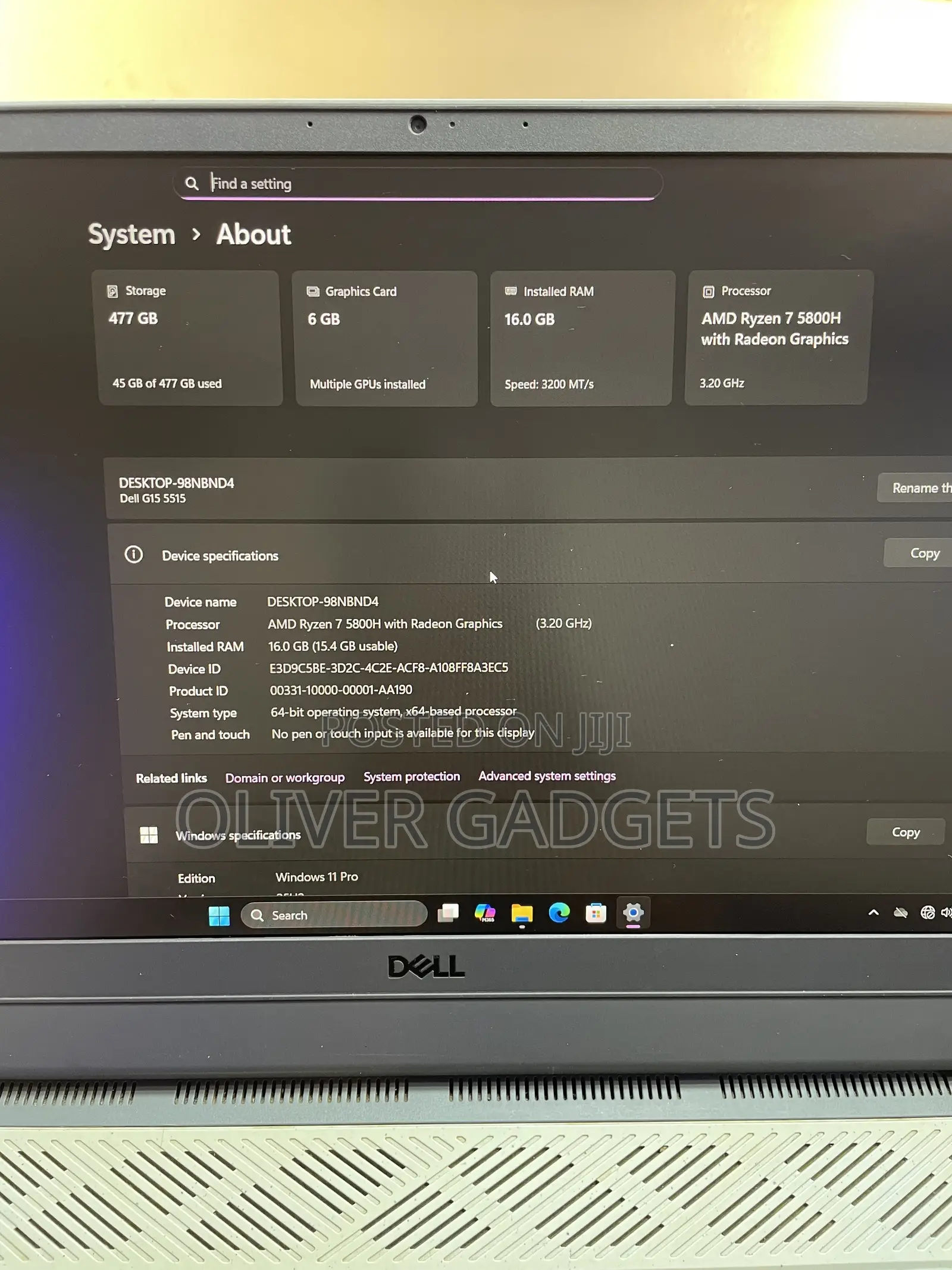 Laptop Dell G15 5515 16GB AMD Ryzen 7 SSD 512GB