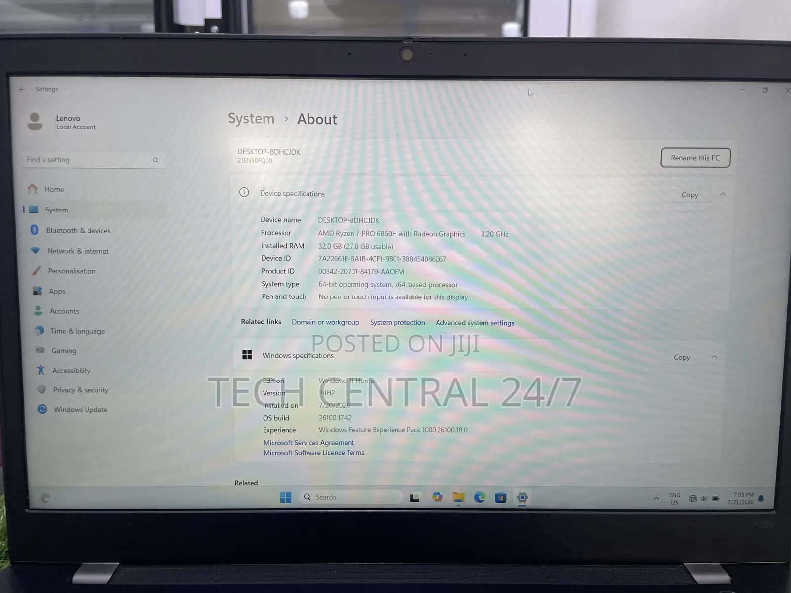 Laptop Lenovo 32GB AMD Ryzen 7 SSD 1T