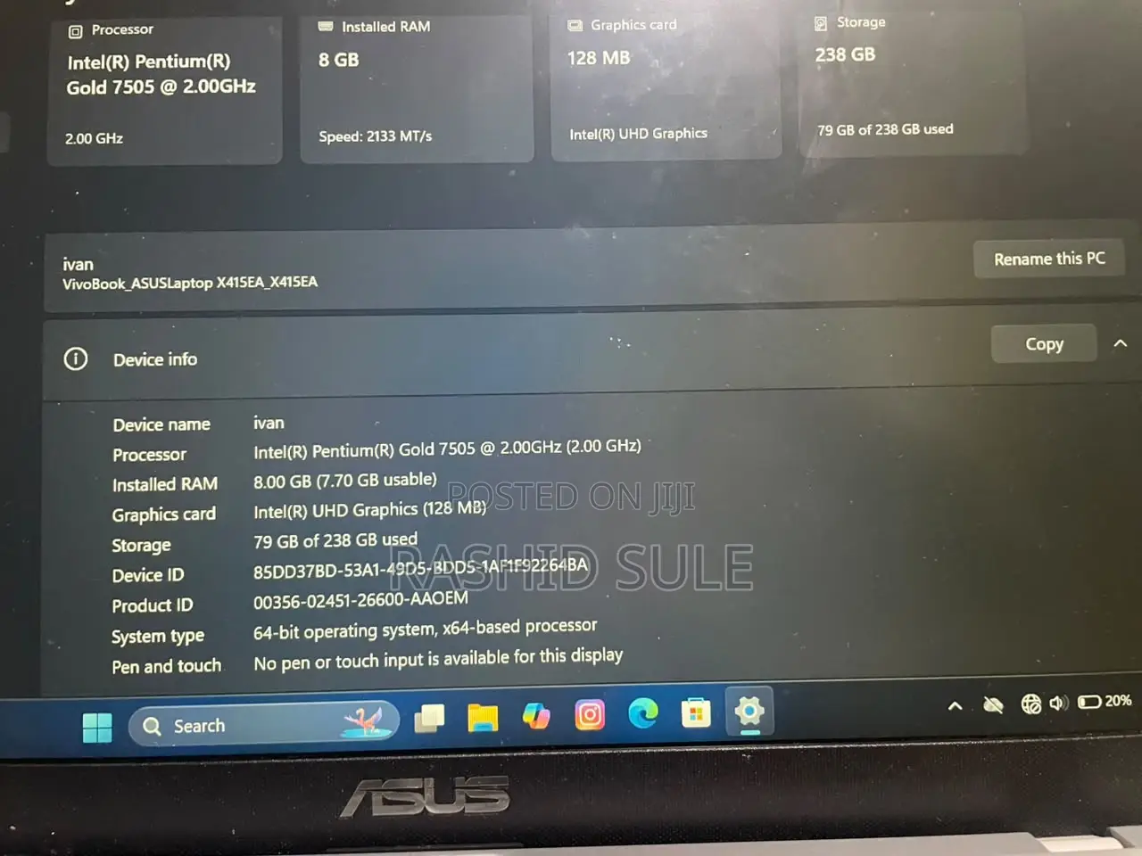 Laptop HP 15 8GB Intel HDD+SSD 256GB