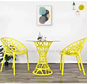 Modern Different Colors Geometric Bistro Dining Set With Glass Table