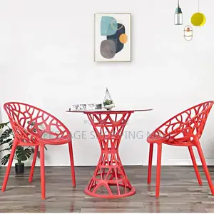 Modern Different Colors Geometric Bistro Dining Set With Glass Table
