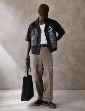 Men’s Oversized Graphic Print Cropped Shirt