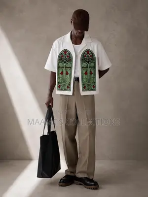 Men’s Oversized Graphic Print Cropped Shirt