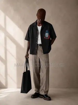 Men’s Oversized Graphic Print Cropped Shirt