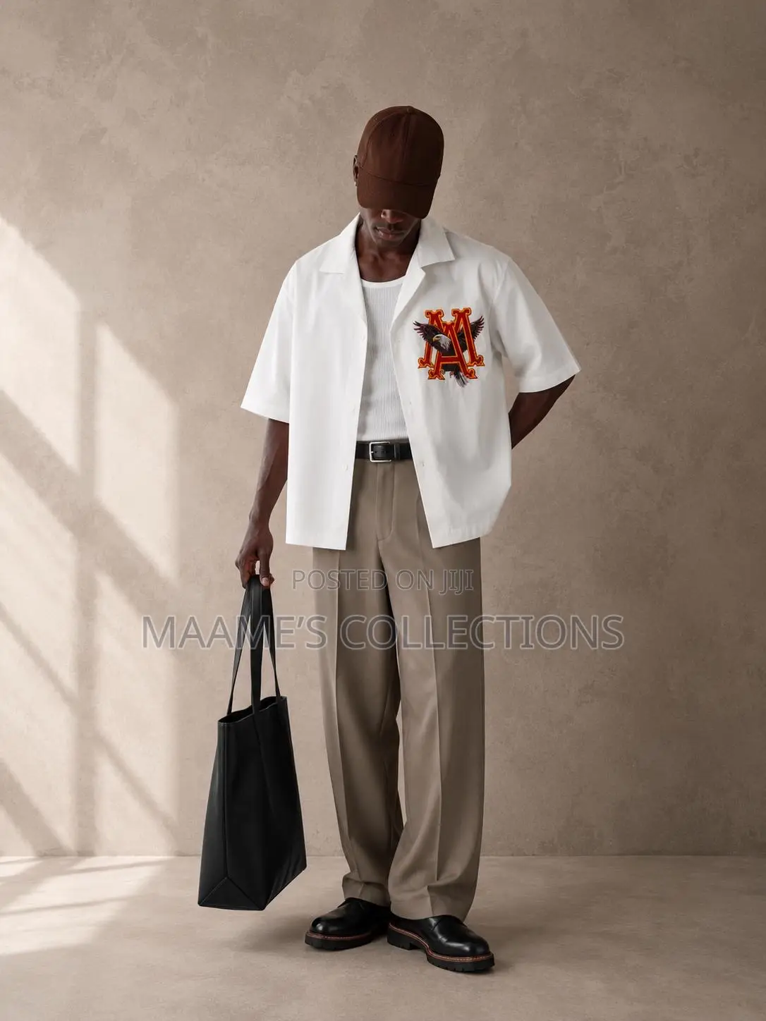 Men’s Oversized Graphic Print Cropped Shirt