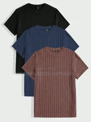 Plain Rib-Knit T-Shirt