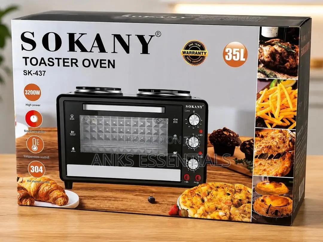 Original Sokany 35L Oven Toaster With Dual Electric Burners