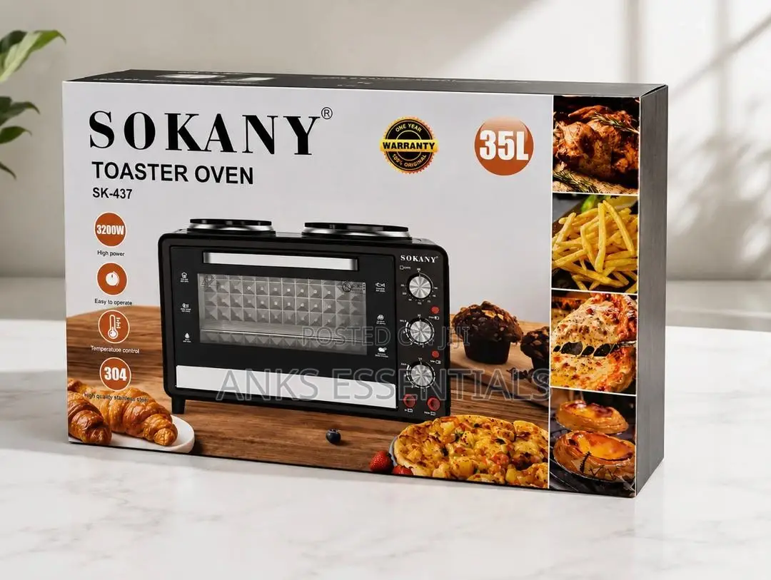 35L Sokany Countertop Oven With Twin Hot Plates Timer